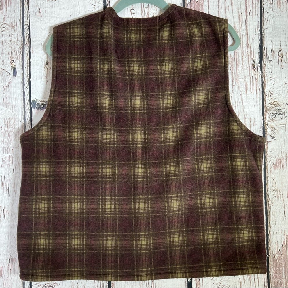 Vintage AUTHENTIC The North Face Plaid Fleece Vest EUC Like New Size Medium - Picture 3 of 12